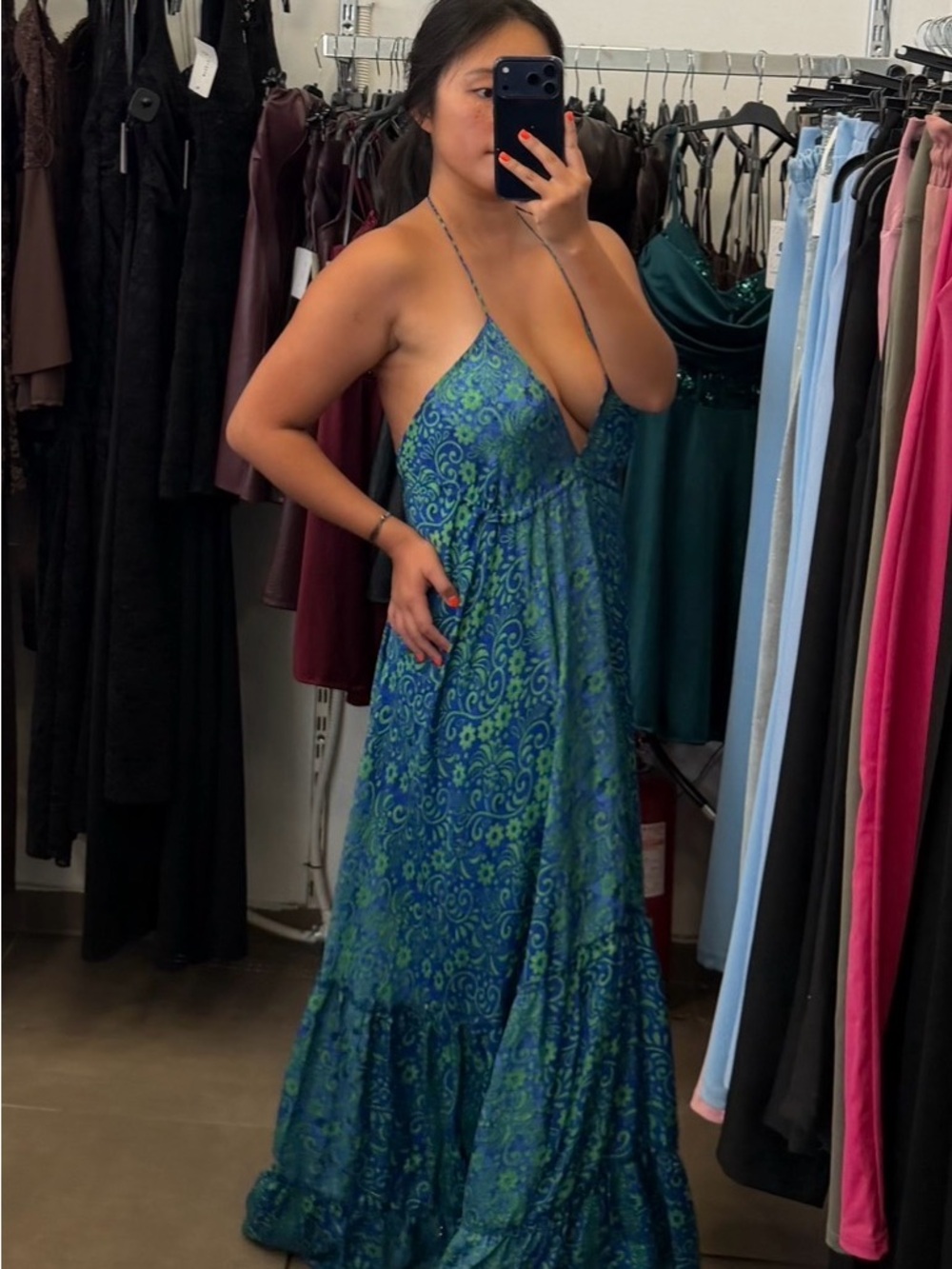 boho silk sundress sourced from greece (one-size)